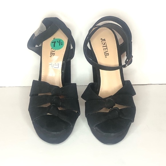 NEW JustFab Khloe Velvet Ankle Strap Sandals Heels Size 7.5 - Picture 3 of 6
